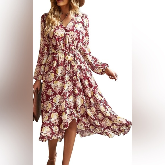 Chic Floral Long Sleeve Dress - Picture 1 of 7